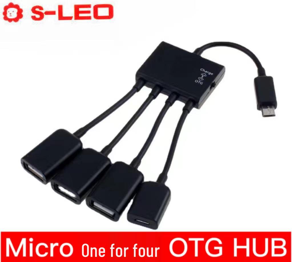 Micro USB OTG Hub Expansion Dock: One-to-Three Splitter with Power Supply for Mobile and Tablet.