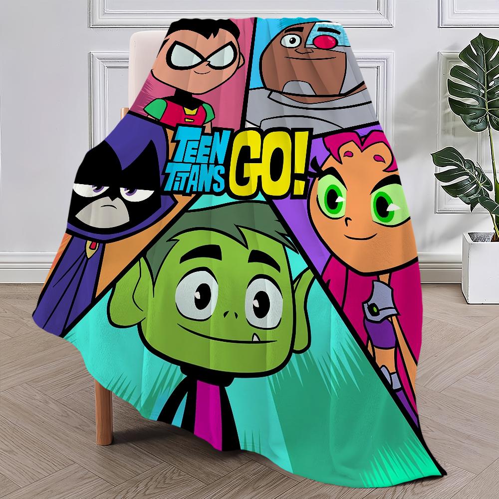 Coperta Peluche Go Carina Cartone Animato Tappeto per Pisolino Divano per Soggiorno Stanza T-Teen Ufficio Caldo Stanza da Letto T-Titans Compleanno Casa Viaggio Regali per Bambini