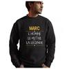 Sweat - Marc L'Homme Le Mythe La Légende - Noir - Manches Longues - Col Arrondi