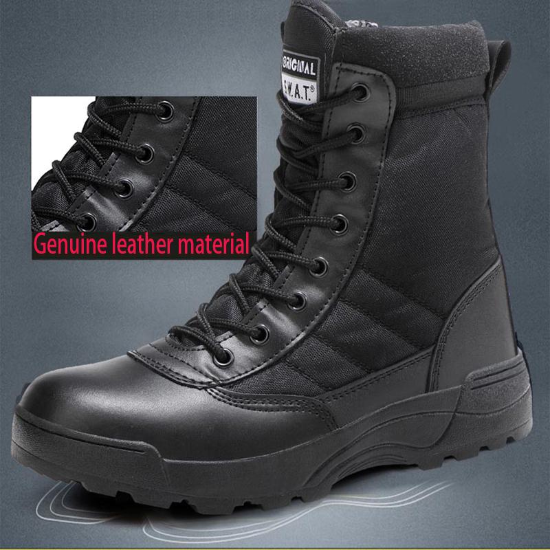 Men's Motorcycle Boots High-quality Cowhide Plush Tactical Boots Flying Desert Boots Hiking Shoes Outdoor Sports and Hun