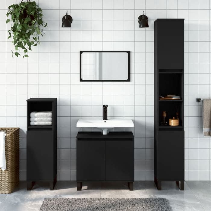 VidaXL Bathroom Cabinet Black 58x33x60 Cm Engineered Wood 831589
