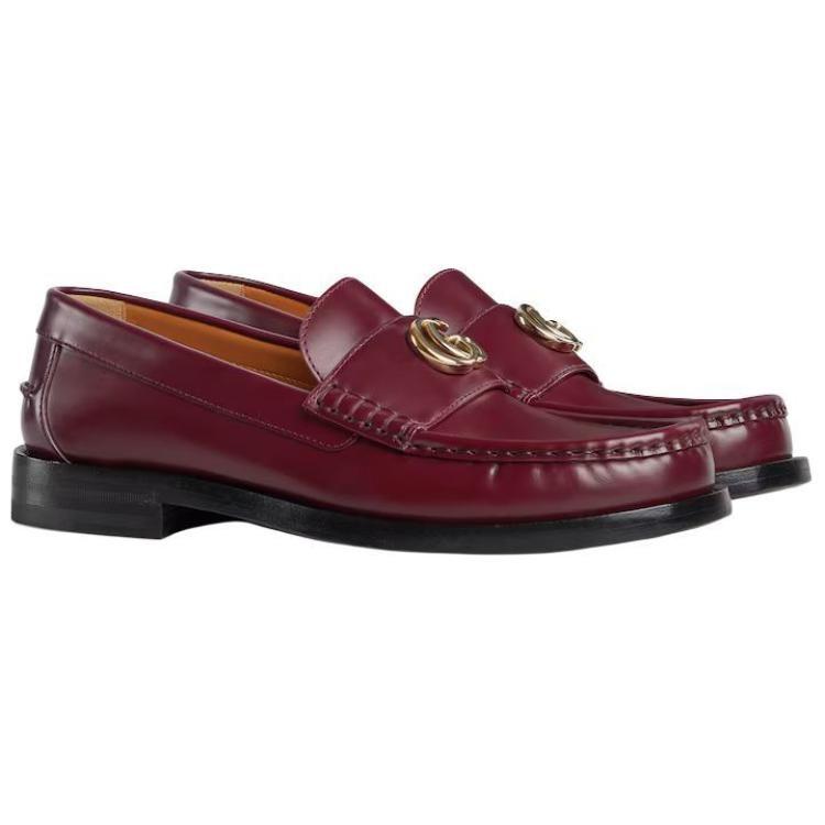 Gucci Double G Leather Loafers Women's Red 816333 17X00 6207