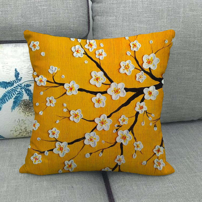 Retro Oil Painting Money Tree Digital Printing Short Plush Pillow Covers For Car Sofa Office Cushion Cover Home Goods 60X60Cm