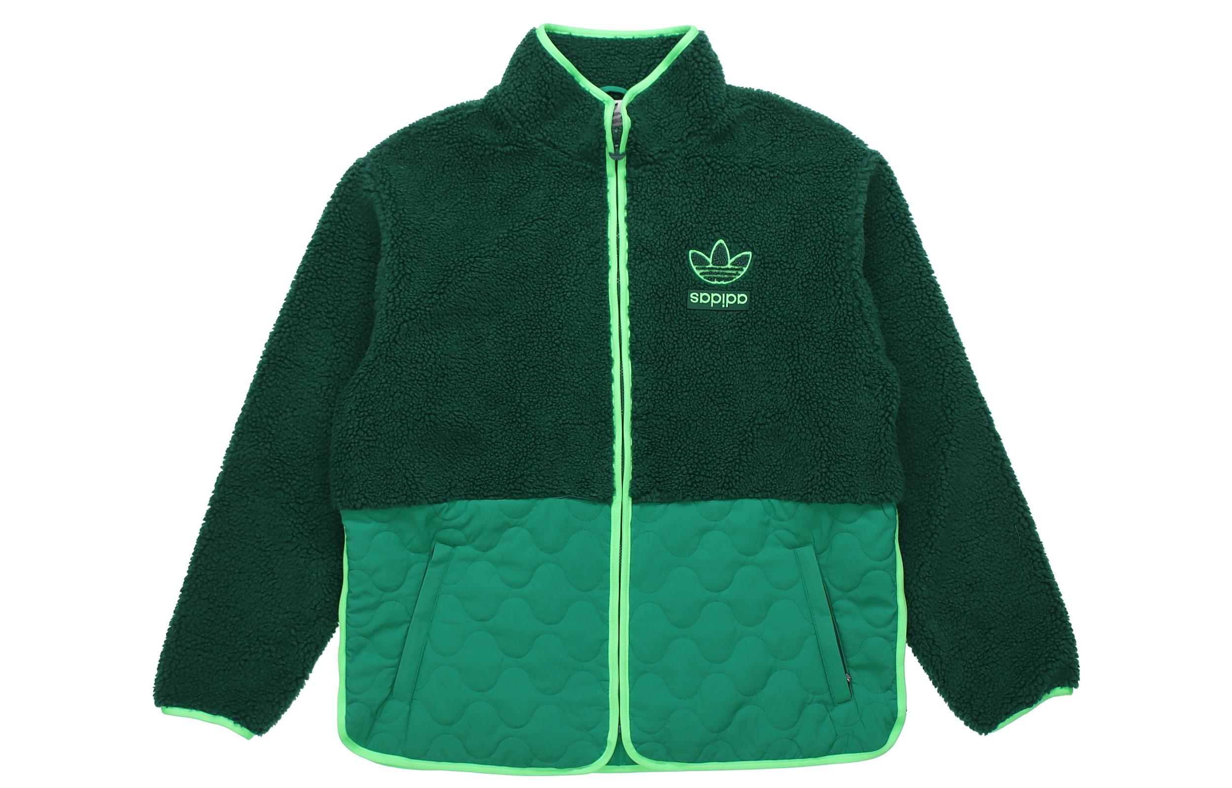 Adidas Originals Big Trfl Sherpa Trefoil, Outdoor Sports Fleece Lined Casual Patchwork Stand Collar Jacket Winter Men s H09362 XL