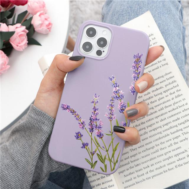

Чехол для телефона с цветком лаванды для Iphone Se3 2022 Se2 7 8plus X Xr Xs 11 12 13 14 Pro Max Mini 6 6s Plus противоударный мягкий чехол из ТПУ For iPhone 11