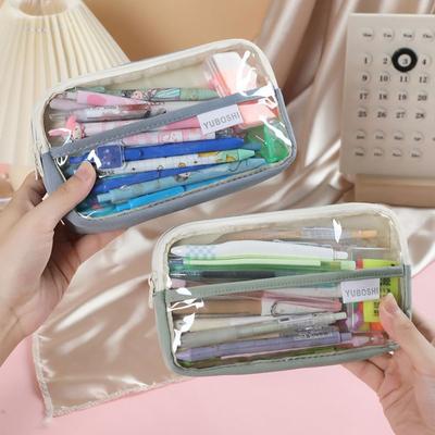 Fournitures scolaires de bureau toile PVC pochette à fermeture éclair de grande capacité sac à crayons étui à stylo pochette de papeterie