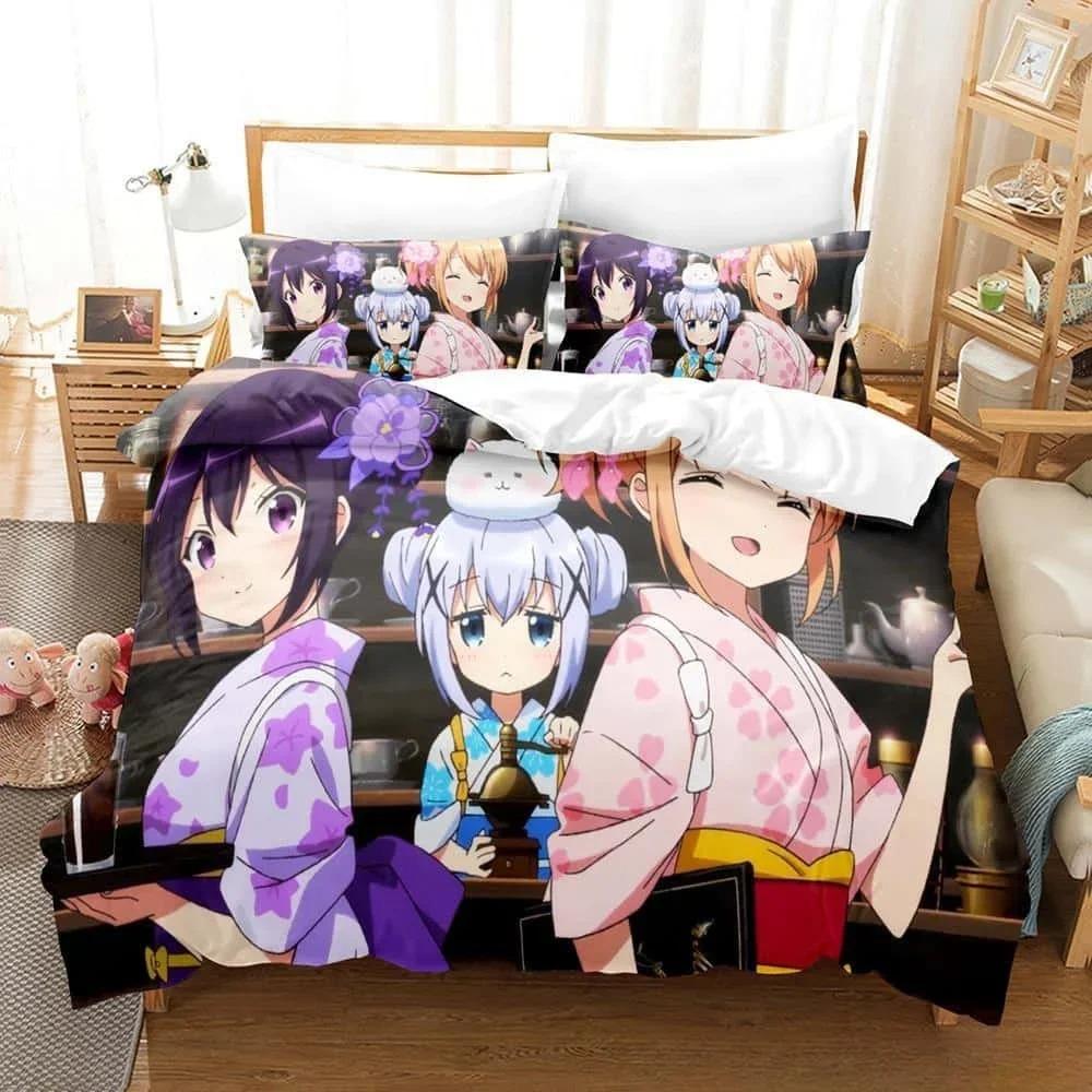3D Print Anime Is the Order a Rabbit Bedding Set Single Twin Full Queen King Size Bed Set Adult Kid Bedroom Duvet Cover Sets