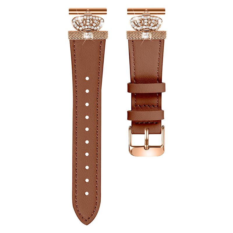 

For Misfit Vapor Watch Band Crown Connector Cowhide Replacement Strap,Rose Gold Buckle Brown