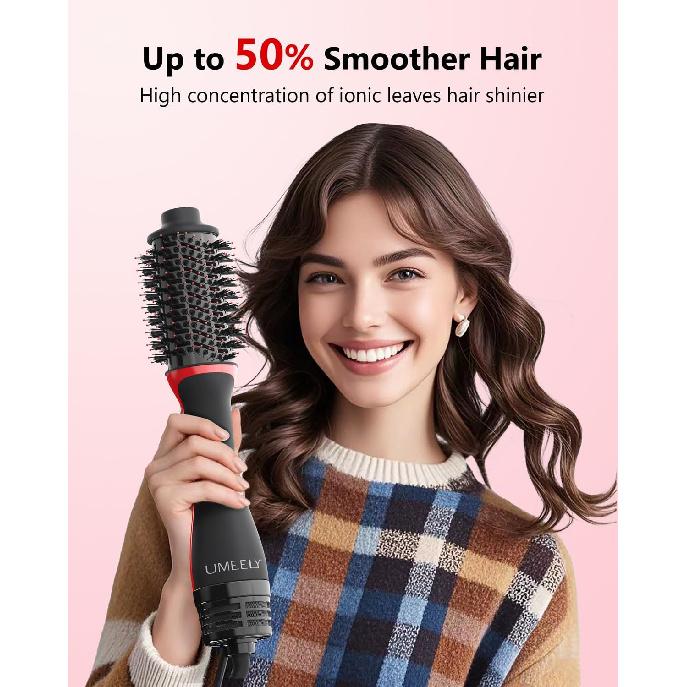 Plus 2.0 Hair Dryer Brush Blow Dryer Brush in One, 2 Oval Brush Head Hot Air Brush Styler & Volumizer with Ionic Technology, NTC Smart Temp Control