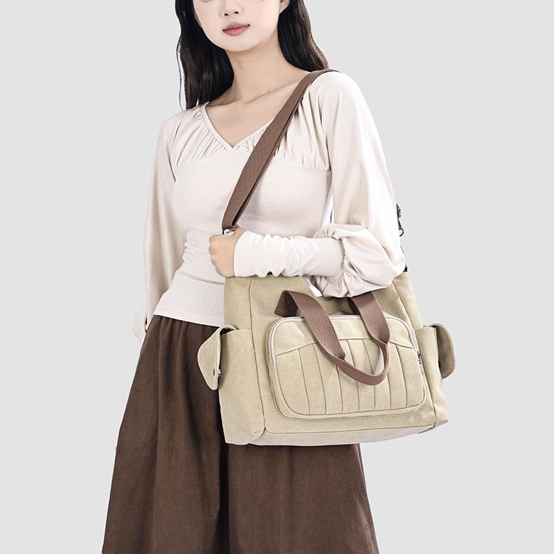 Canvas Bag Commuter Tote Bag Women's Bag Student Large Capacity Shoulder Crossbody Bag