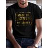 European Sizes Plus Size Men's Graphic T-Shirt - MADE OF STEEL PITTSBURGH Print Casual Crew Neck Short Sleeve Summer Tee