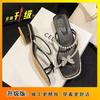 Rhinestone Bow French Fairy Wind 2025 Summer New Mezzanine High Heel Sandals Women's Retro Thick Heel Cold Slippers