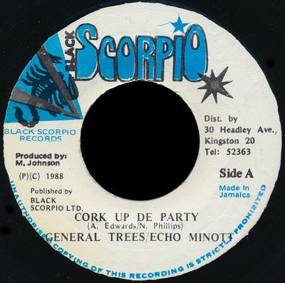 Disco de 7 polegadas GENERAL TREES, ECHO MINOTT - Cork Up De Party NONE Black Scorpio 1988 Jamaica Reggae, Ska & Dub Usado
