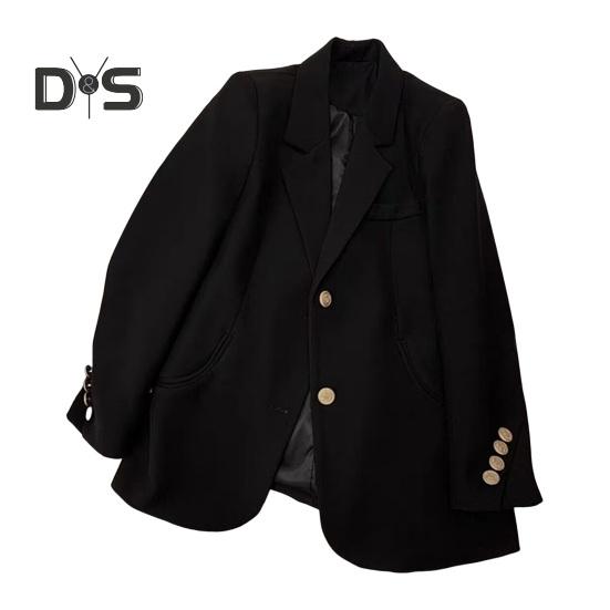 

Женская куртка, костюм, повседневный офисный пиджак, женское пальто с воротником с лацканами, деловая куртка для работы, вечеринки, отдыха на природе M чёрный