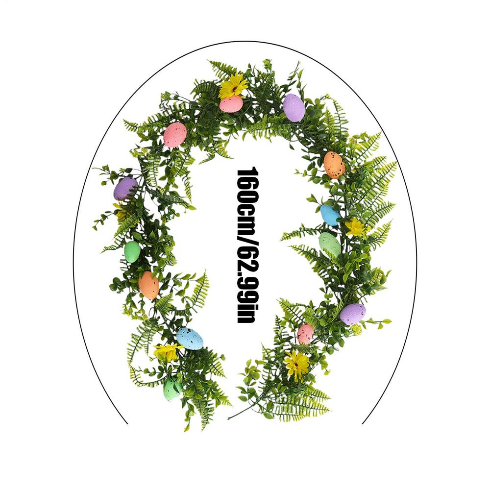 Easter Garland Decor Spring Ornament Holiday Decorations Rustic Artificial Easter Eggs Garland For Home Indoor Wall Fireplace