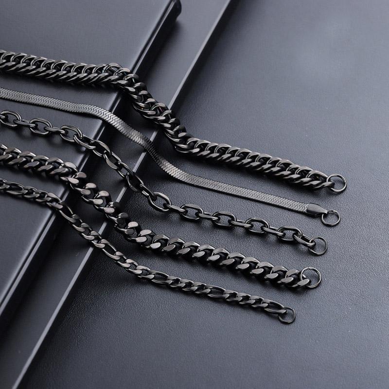 Fashion Cuban Chain Bracelet Men Black Snake Bone Link Braslet Boyfriend Gift Hiphop Cool Biker Hand Accessories Wrap Braclet