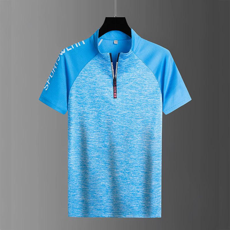 

Футболка для активного отдыха с защитой от солнца, быстросохнущая, мужская, с короткими рукавами и воротником-стойкой, летняя, влагоотводящая, дышащая, спортивная, альпинистская одежда 7XL