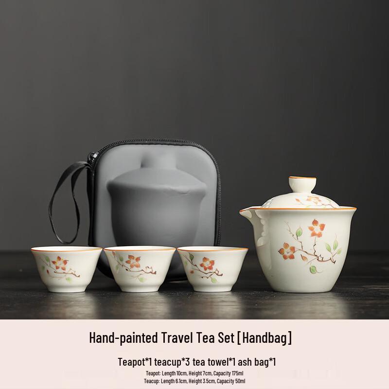 Antique Hand-painted Portable Travel Tea Set