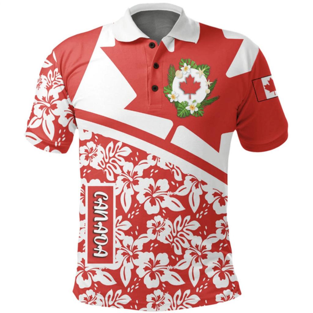 Summer Canada Flag Polo Shirt Men 3d Print Tee Shirts Casual Street Short Sleeve Tops Outdoor Sports Oversized
