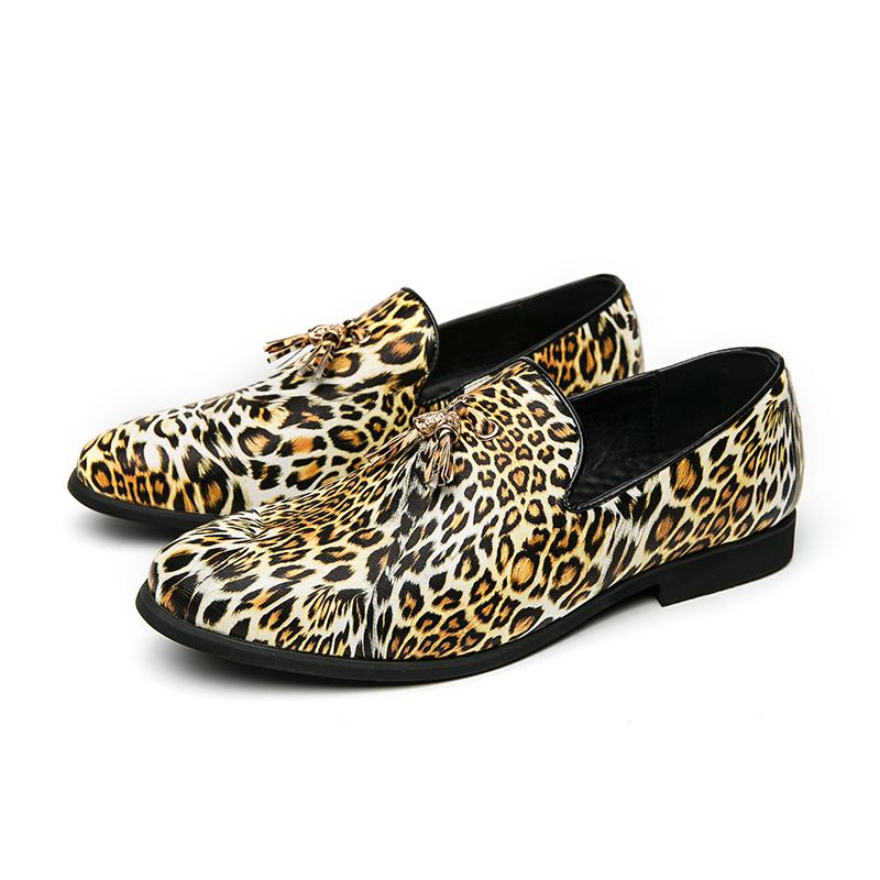 Leopard Print Mens Loafers Handmade Men Casual Walking Shoes 2024 Hot Sale Men Wedding Dress Shoes Classic Male Flats