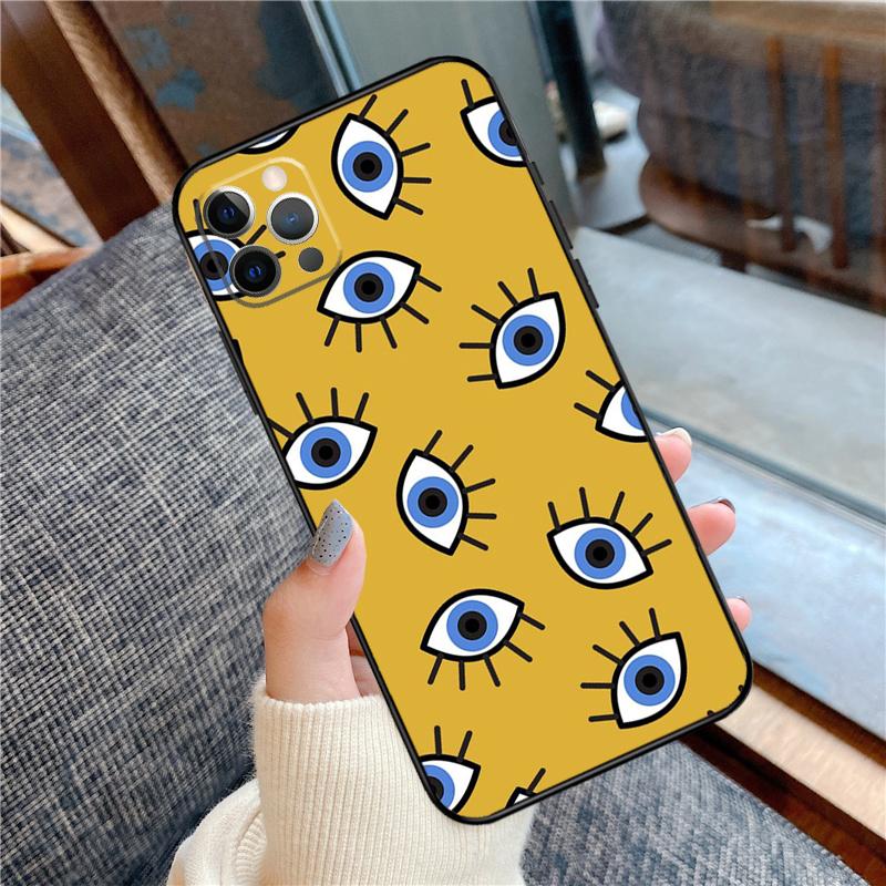Eye Illustration Phone Case For iPhone 16 15 13 12 11 14 Pro Max 12 13 mini XR 15 16 Plus 16e Cover Shell