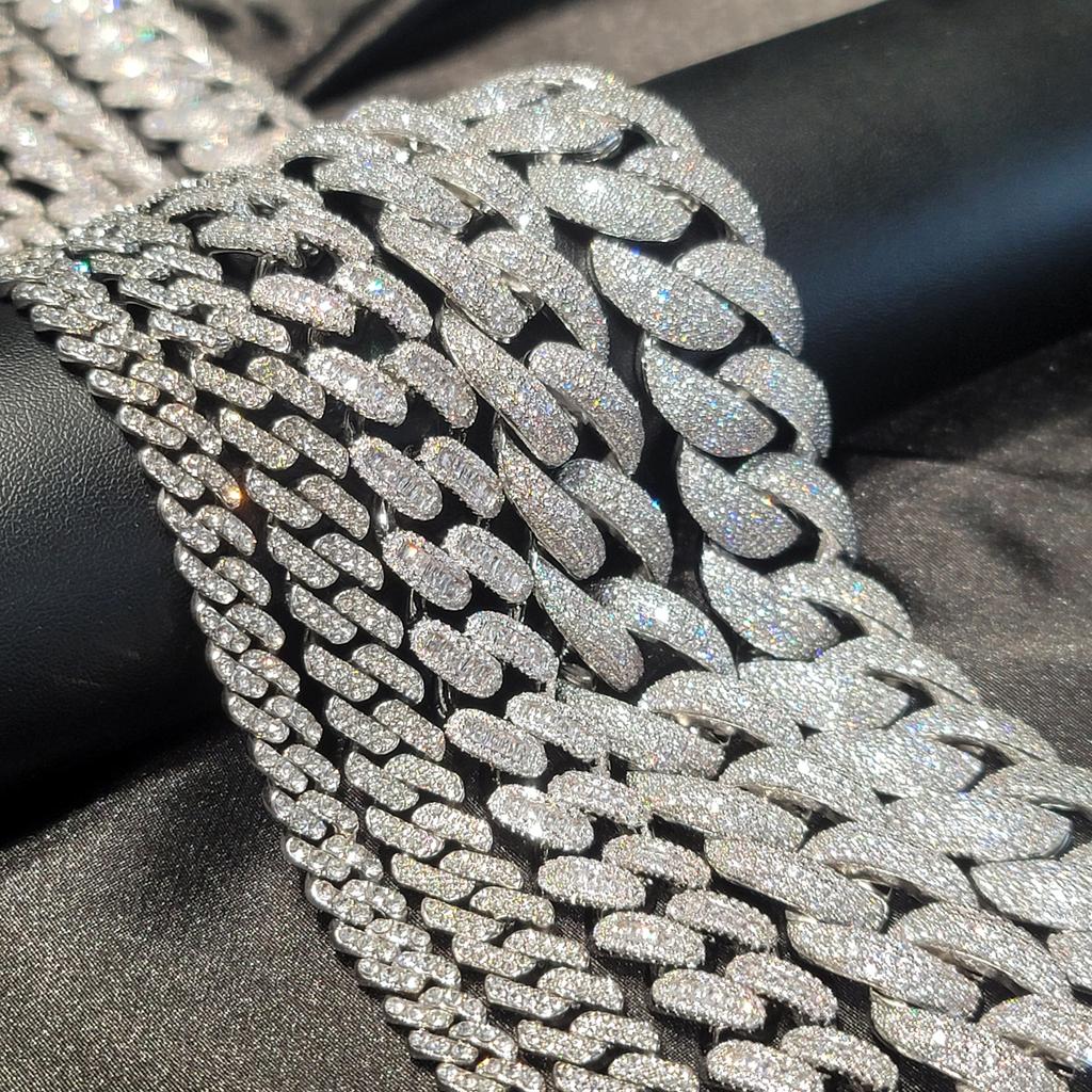 Módní Hip Hop Miami Kubánský Náhrdelník Řetízek Plný Diamantů 9mm 12mm 15mm 20mm 24mm Řetízky s Přívěskem Dlouhé Zapínání Spona Šperky Dárek