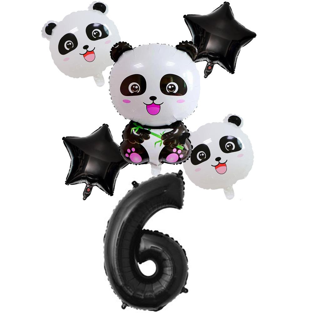 Xiaohongshu Panda Balloon Cute Panda 1-10 Birthday Party Decoration Arrangement Aluminum Film Balloon