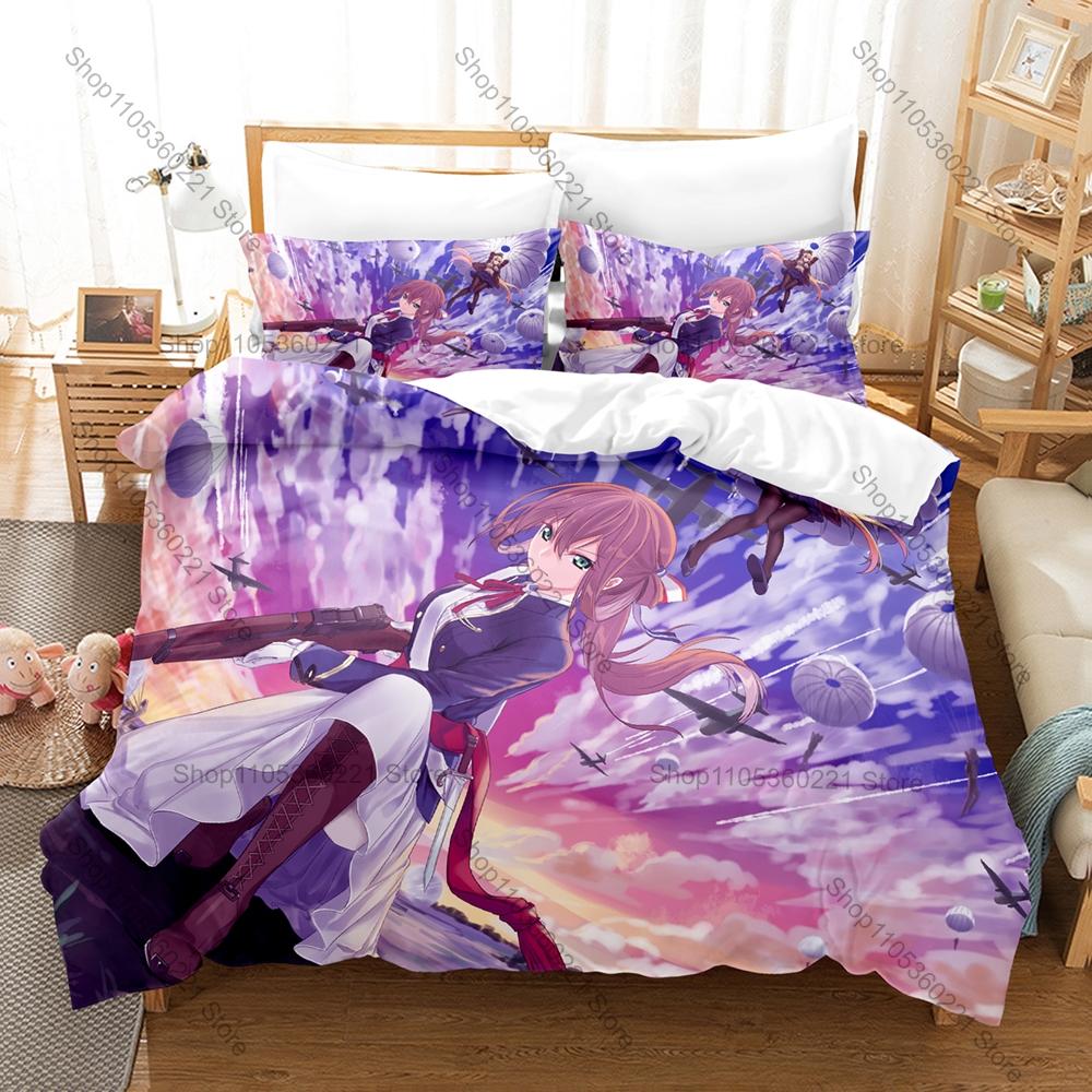 Cool Icon Tactical Doll Graphic Girls Frontline Bedroom Decor Bedding Duvet Cover + 2 Pillowcases Military Anime Fan Room Decor