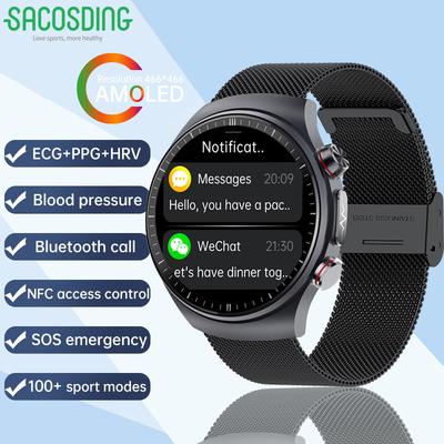 SACOSDING New +PPG Smart Watch 1.43" AMOLED Display Men 100+ Sports Modes Watch Bluetooth Call BP Health Monitor IP68 Waterproof