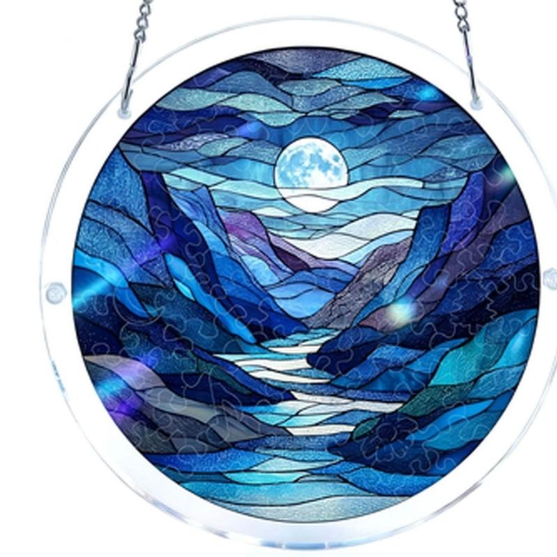 Puzzle Sun Catcher Stained Glass Window Hangings Acrylic Suncatchers Decors for Home Garden Ornament Housewarmings Gift