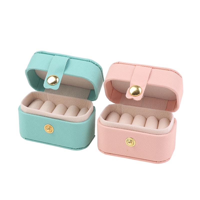 Mini Portable Jewelry Storage Bag Travel Simple Leather Or Velvet Ring Necklace Earrings Storage Box Organizer Display Gift Box