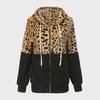 Damen Leopard Print Gespleißter Flauschiger Kapuzenpullover - Winter 2021 Kollektion