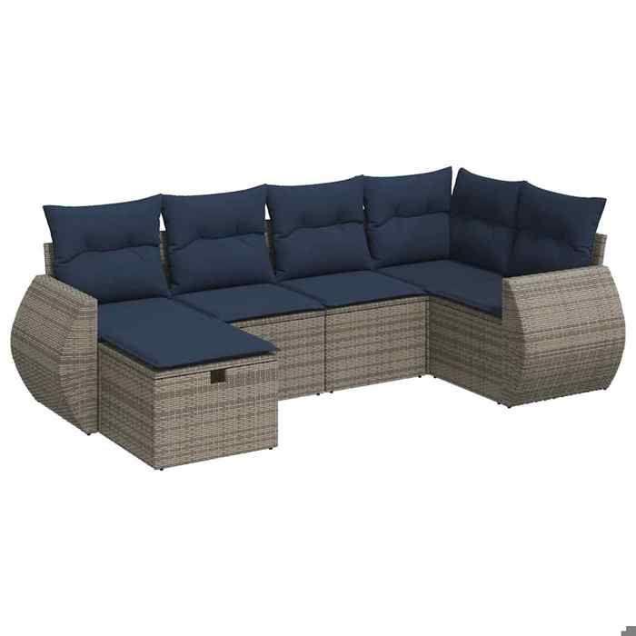 VidaXL Salon de jardin 6 pcs avec coussins gris résine tressée 3325587