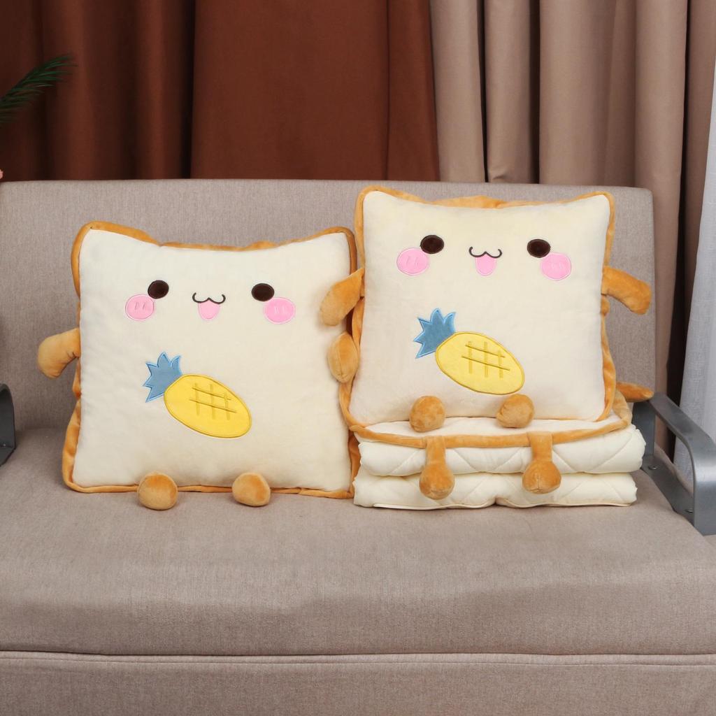 Two-in-One Embroidery Throw Pillow and Quilt: Logo Print Cushion for Bed, Car, Office, or Nap