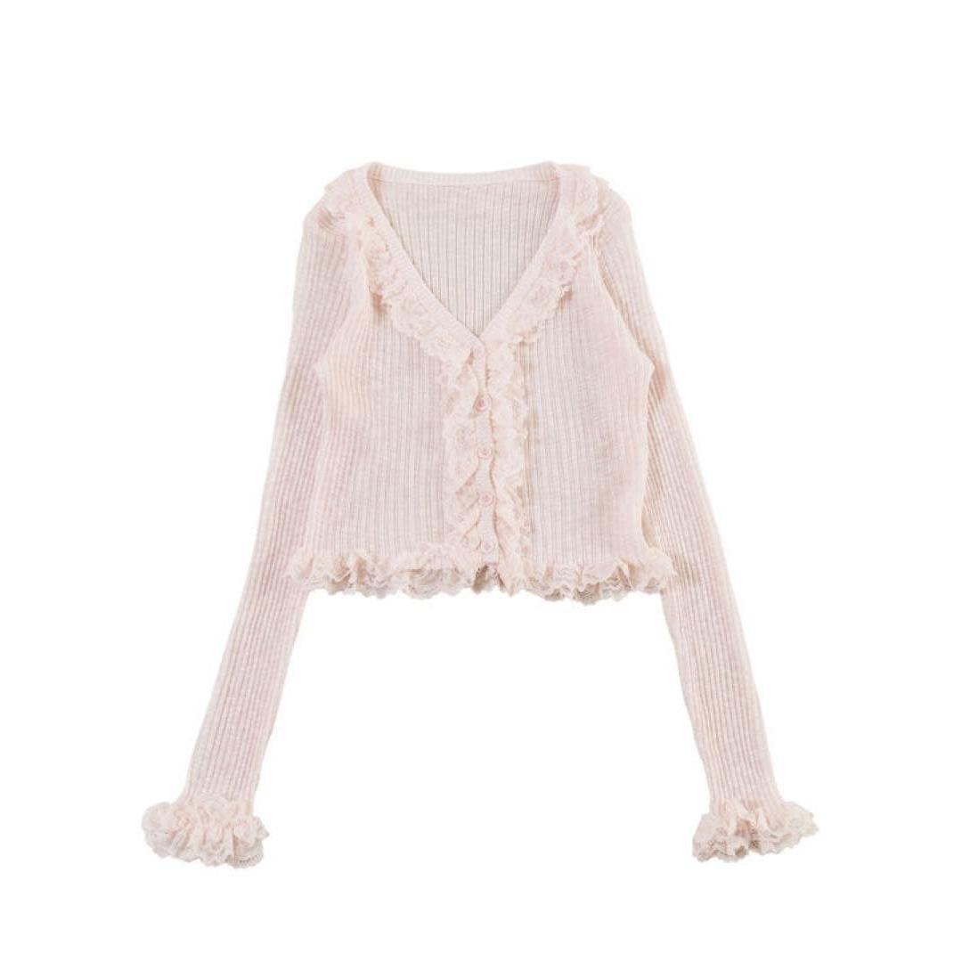 PHILLY Ruffle Lace Sheer Cardigan