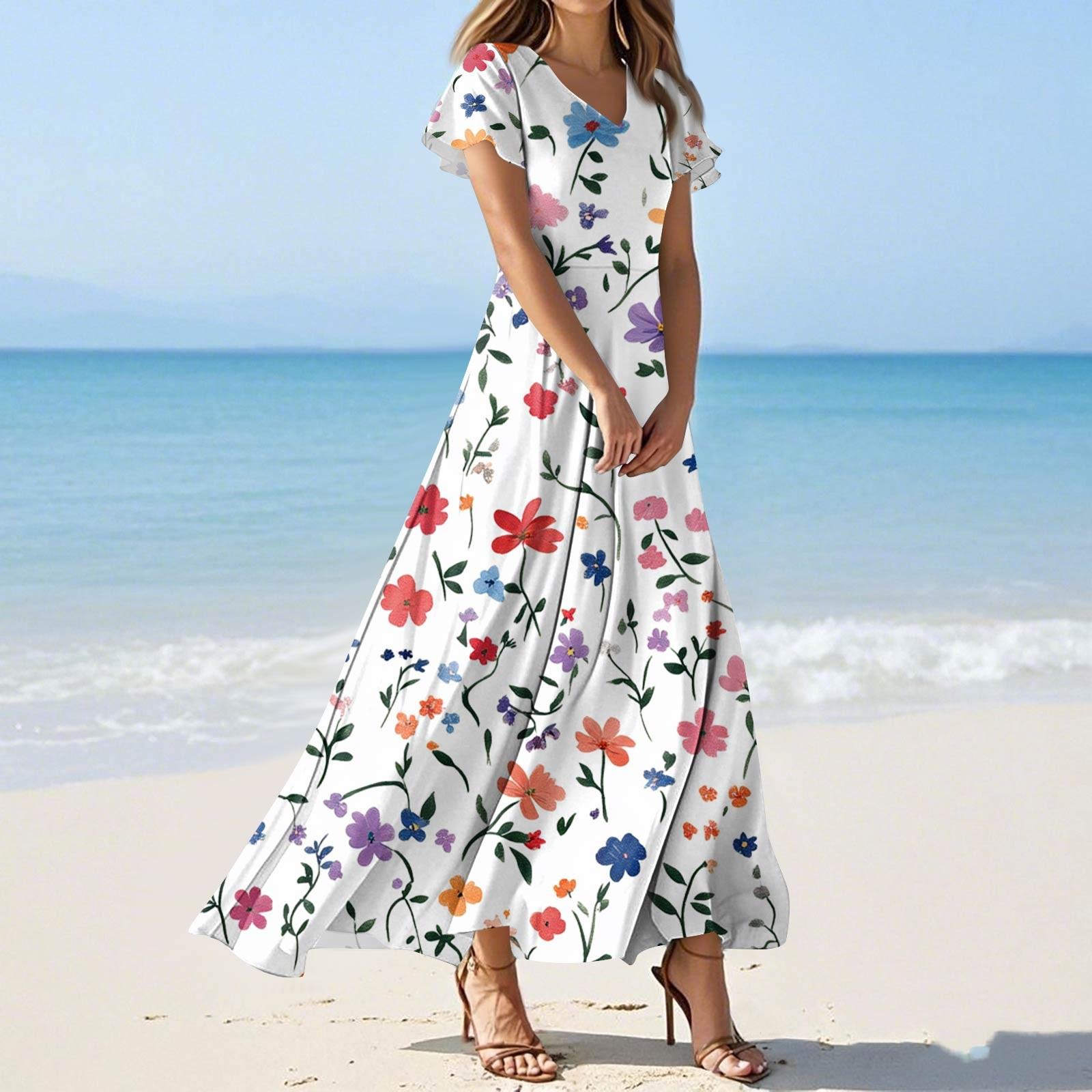 

Женские летние повседневные модные платья с принтом и короткими рукавами и V-образным вырезом XXL красный