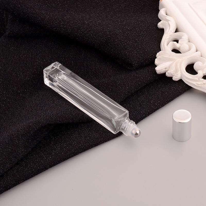 Square Clear Glass 10ml Screw-Top Perfume Atomizer Bottle with Rollerball