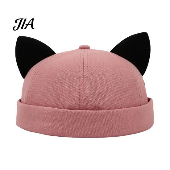 Soft Comfortable Sun Hat Brimless Cat Ear Hat, Cute Docker Cap, Adjustable Skullcap, Stylish Outdoor Travel Cap Sailor for Women Men Street