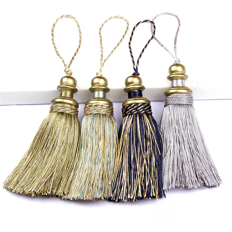 1Pc Goldene Quasten Handwerk Trim Hängenden Seil Seide Fringe Vorhang Dekor Hause Zubehör Wohnzimmer Schmuck DIY Dekorative