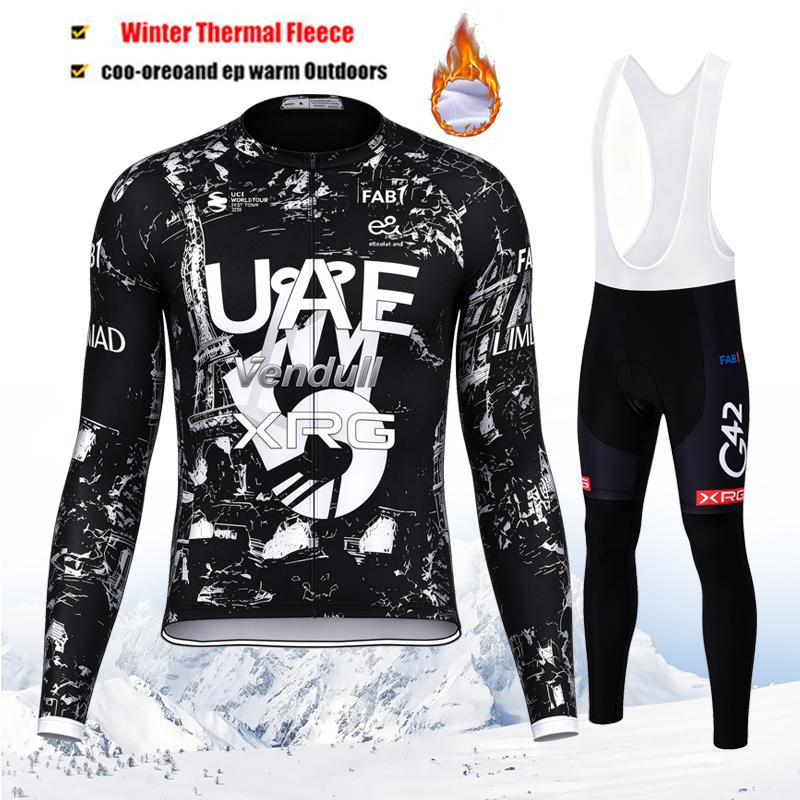 2027 UAE Team Winter Thermal Fleece Cycling Jersey Set Long Sleeve Bicycle Clothing MTB Bike Wear Maillot Ropa Ciclismo Cycling
