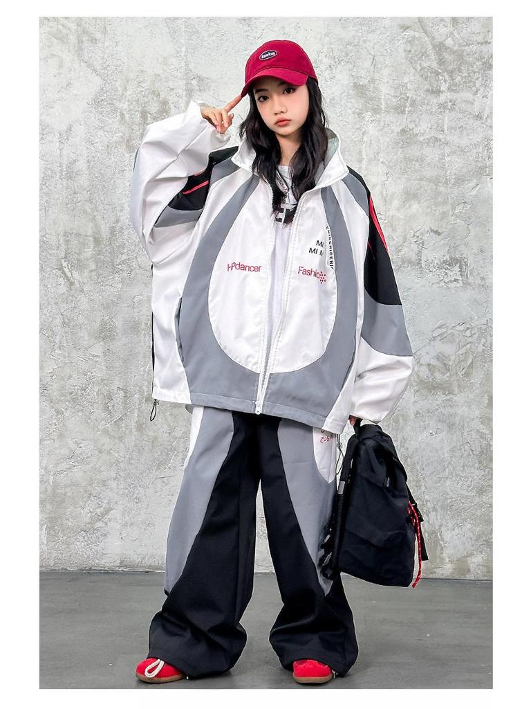 Hip-Hop Performance Outfit für Kinder - Herbst/Winter Sportset, Coole Street Dance Uniform für Jungen & Mädchen