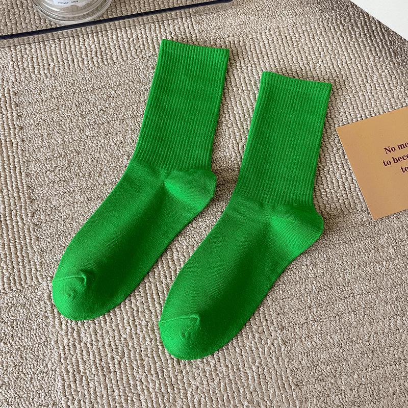 Women's Trendy Candy Color Thin Mid-Calf Socks - Colorful Japanese Style Summer Pile Socks