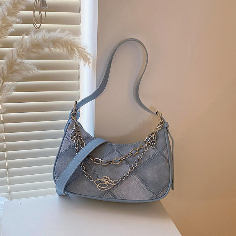 Fashionable Minimalist Shoulder Bag Pu Leather With Zipper Closure And Phone Pocket синий