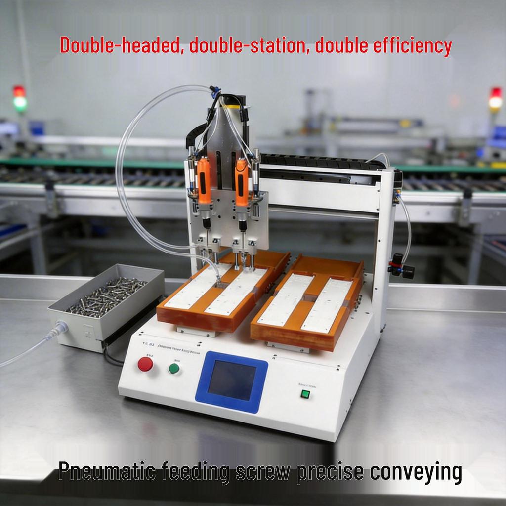Dual-Head, Dual-Station Automatic Screw Locking Machine - Desktop, Blow-Type, <1 Sec Per Screw