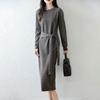 Women Sweater Dress 100% Wool TIDENOVEL O-neck Knit Long Pullover Winter Jumpers Wool Long Dress Female