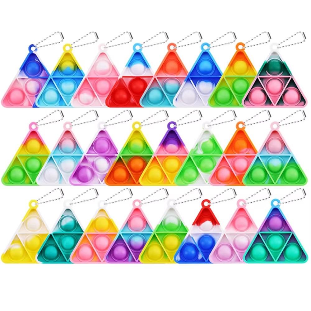 4/24Pcs Pops Keychain Fidgeting Toys Silicone Push Bubble Simple Dimple Bag Ornaments Popite Counter Stress Kids Birthday Gifts
