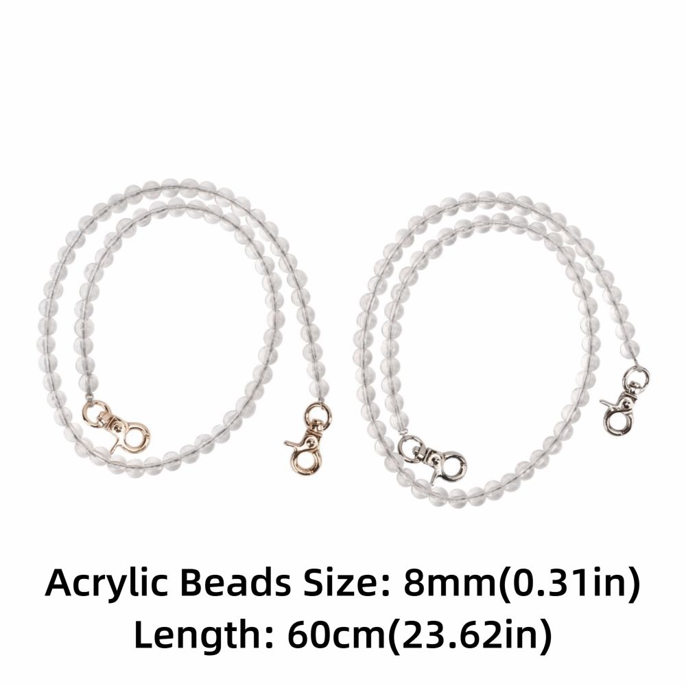 2pcs Transparent Bag Strap Metal Chain Purse Strap Bead Assortments Purse Chain Handbag Accessories