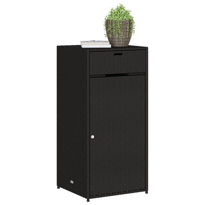 VidaXL Garden Storage Cabinet Black 55x55x111 Cm Woven Resin 365559