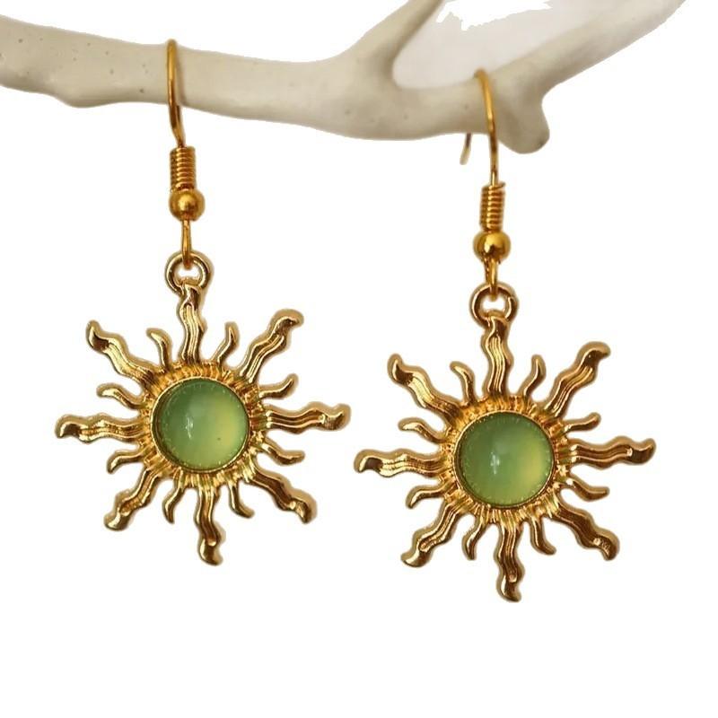 Bohemian Style Sun Necklace Earring Set For Women With Alloy Geometric Design For Summer Travel