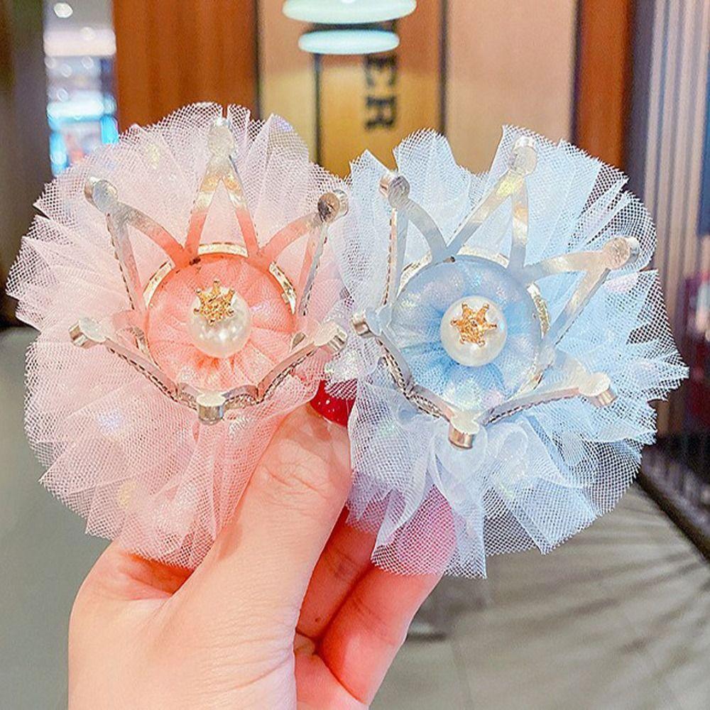 Fashion Cute Zinc Zinc Alloy Gauze Pearl Headdress Rhinestone Girl Hairpin Hair Accessory Headwear Hair Clip
